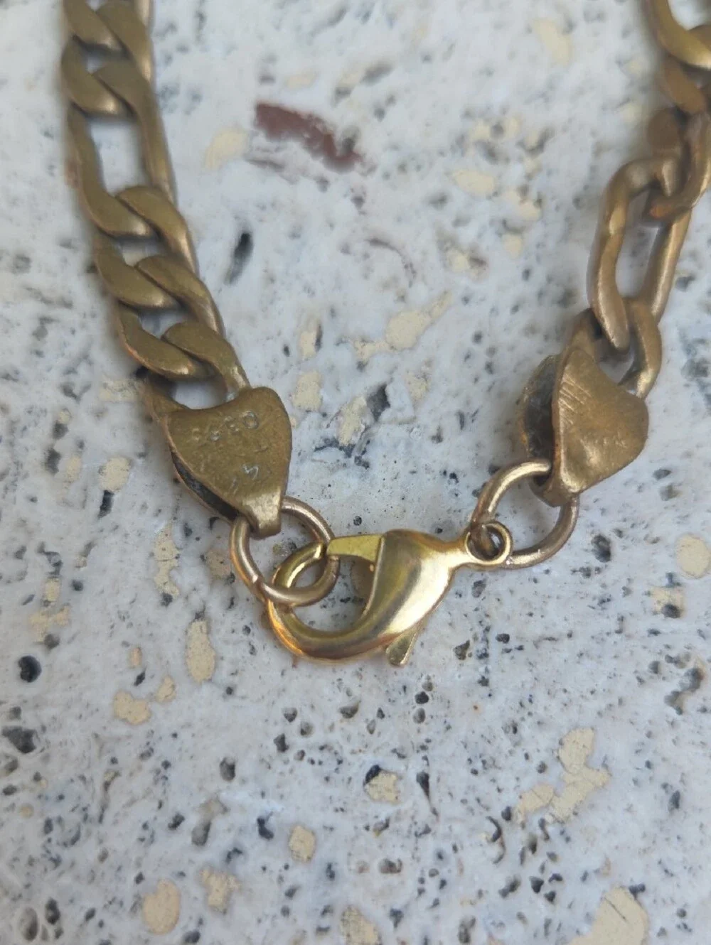 Vintage Gold-Tone Brass Figaro Chain Necklace 24
